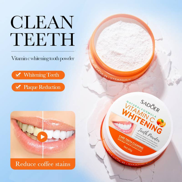پودر سفیدکننده فوری دندان Sadoer مدل vitamin C